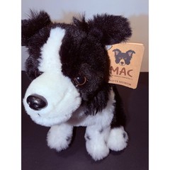 Living Nature Border Collie Plush Puppy Dog Witte Museum Mac Black White 9 Inch