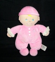 11″ Lakeshore Pink Soft Baby Doll Plush Kitty Cat Hat Eyelet Stuffed Lovey Toy