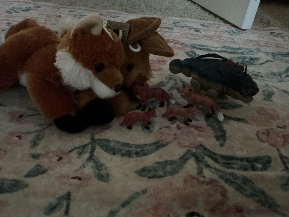Fox Plush Stuffed Animal Small 6-14in Brown White Black Washable Ages 3-7