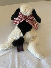 Bearington Collection Terrier Puppy Plush Rattle Stuffed Animal Dog Black White