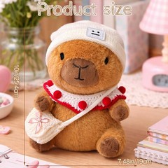 10.2″ Brown Capybara Plush Toy with 9 Clothes and Accessories Super Soft Capy.