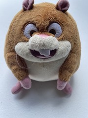 Small Brown and White Hamster Stuffed Animal with Pink Ears and Feet