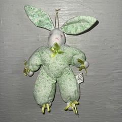 Vintage Bunny Rabbit Flowered Plush Lightweight Ornaments Easter Decoration 9″