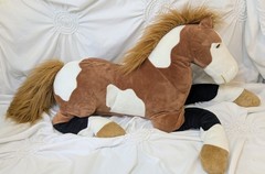 Vintage ToysRUs Animal Alley Cream Brown Pinto Horse Large Plush Stuffed Animal