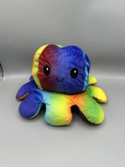 Teeturtle Reversible Octopus Mood 8″ Plush Rainbow Tie Dye Happy Angry