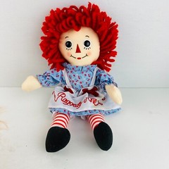 Aurora Brand Raggedy Ann Stitched Facial Features Red Hair Black Eyes Plush Doll
