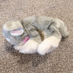 KITTY KITTY KITTENS Gray White Purring Plush Blue Eyes Pink Bow 2000 Dsi
