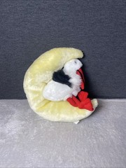 Plush Yellow Crescent Moon Stork White Black Tip Bird Red Legs 11″ Nursey Decor