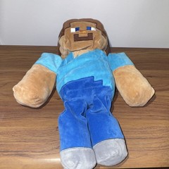 Minecraft Steve Plush Doll Medium 14-24in Blue Brown Washable Retired 2014