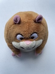 Small Brown and White Hamster Stuffed Animal with Pink Ears and Feet