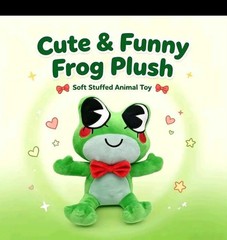Ribbit Frog Plush Doll Cute Cartoon Green Frog Plushie Soft Stuffed Animal..WWW