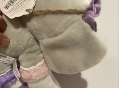 9″ sitting Baby Aspen TOOTSIE ELEPHANT w/ SOCKS gray purple pink plush stuffed