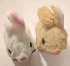 Bunny Rabbit Set Of 2 Battery Operated Hops & Twitches Nose Soft Fur