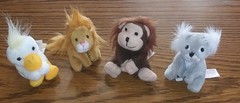 4 Blip Toys Whimzy Pets Mini Plush Duck Lion Monkey Koala Hook & Loop Hands