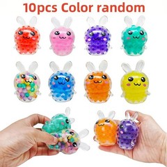 10pcs Colorful Bunny Squeeze Ball Toys Easter Squishy Rabbit Stress Relief Toy
