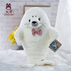 lovely plush high quality White seal toy bow sea animal doll about 50cm