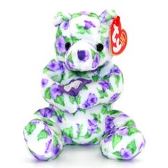 Ty Beanie Baby Corsage Bear 2003 Purple Floral Plush Swing Tag Tush Tag