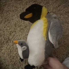 Fiesta Penguin & Chick Plush Stuffed Animal, 11 inch, Gray, White, Yellow, Black