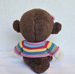 The Children’s Place Brown Monkey Plush Girl Striped Sweater Pink Bow TCP 9″