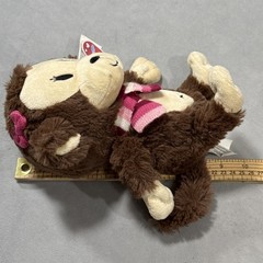 The Children’s Place Monkey Plushie Brown Plush 8” Seated Height Pink Scarf NWT