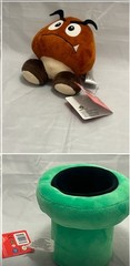 Lot of Two (2) Nintendo Super Mario World Plush, New with Tags, Goomba & Pipe