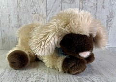 Commonwealth Sleeping Eyes Lamb Beige Tan Brown Sheep Plush 11” Blue Ribbon