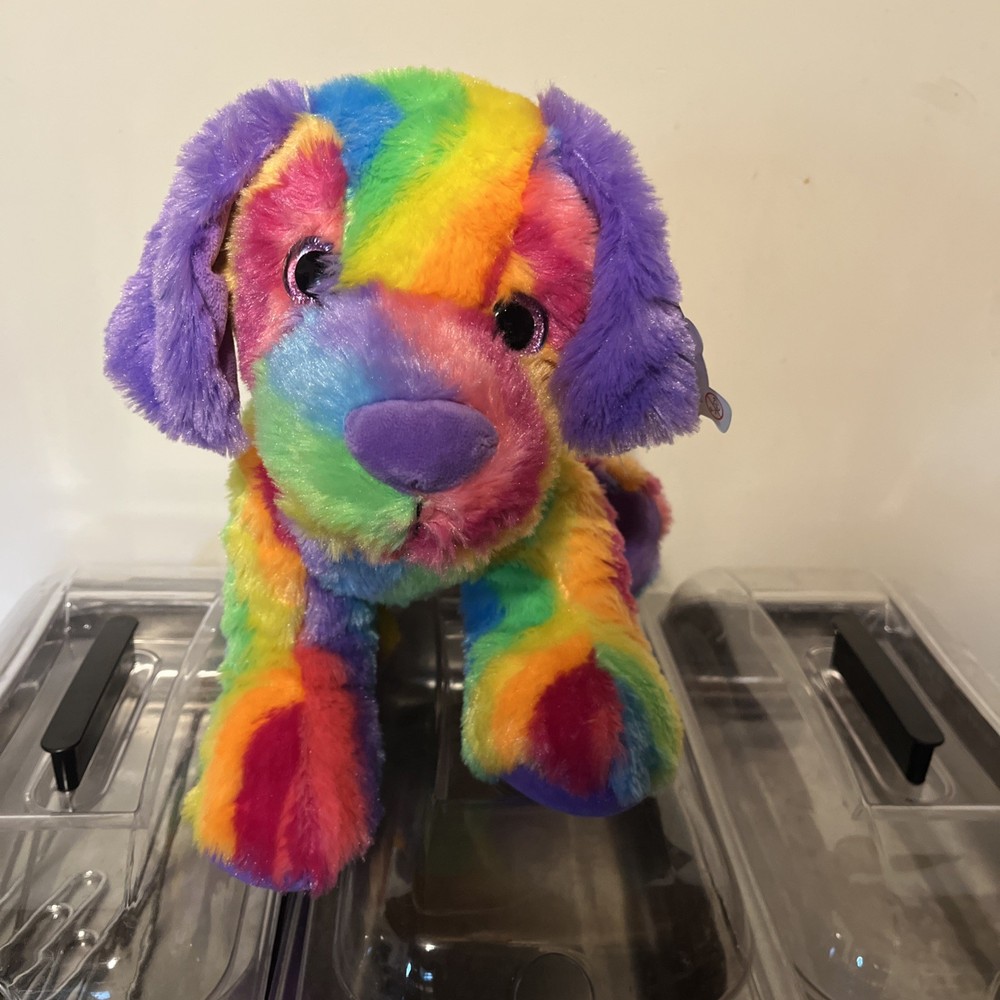 Teddy Mountain Plush Rainbow Candy Tye Dye Dog Stuffed Animal 14″