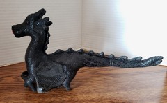 Black Dragon Plush Wings Red Tongue Shiny Fantasy Unique