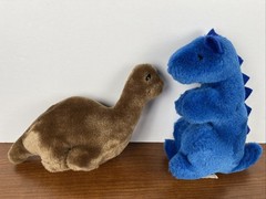 RARE Mervyns Dragon Dinosaur Blue 1990s 6″ + Bonus 1984 Dakin Brontosaurus Plush