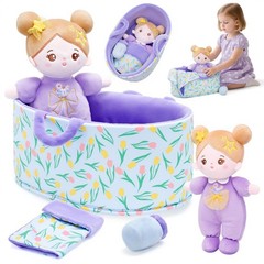 Baby Doll Accessories with Soft Doll, Bassinet, Blanket and Bottle