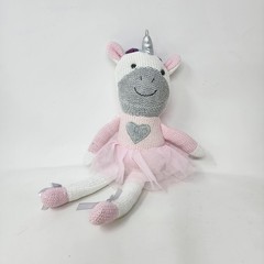 Elegant Baby Knit Unicorn Plush Stuffed Animal Pink Gray Heart Ballerina 12″