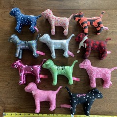 Victoria’s Secret PINK Stuffed Plush Dog LOT Of 11 Metallic Chicago Dream Vote
