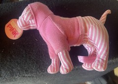 Victoria’s Secret Pink Plush Puppy Dog Hoodie MTV Backstage Pass Striped w/ tags