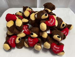 Valentine 6″ Plush Dark Brown Bear with Heart Bear Hugs Lot of 13