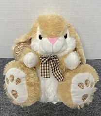 Best Made Toys Tan Bunny Rabbit Plush Stuffed Tan Brown Checked Bow Ears