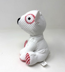 Make Believe Ideas White Corduroy Puppy Dog Plush Sensory Snuggables Gingham Red