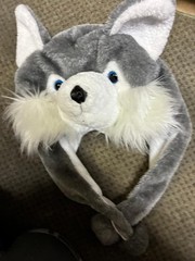 Siberian Husky plush animal hat 100% polyester