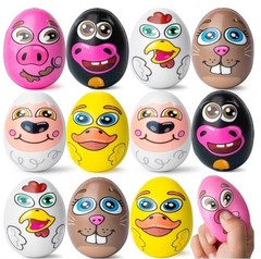 Joyin 12 Piece Animal Squish Stress Reduction Toys- Rabbit, Duck, Chicken, Pig