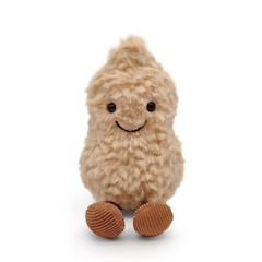 6″ Fluffy Beige Plush Peanut Toy, Smiling Stuffed Animal Doll, Gift for Kids