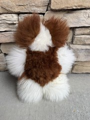 100% Baby Alpaca Fur 12” Teddy Bear Plush White Brown Soft Handmade Premium