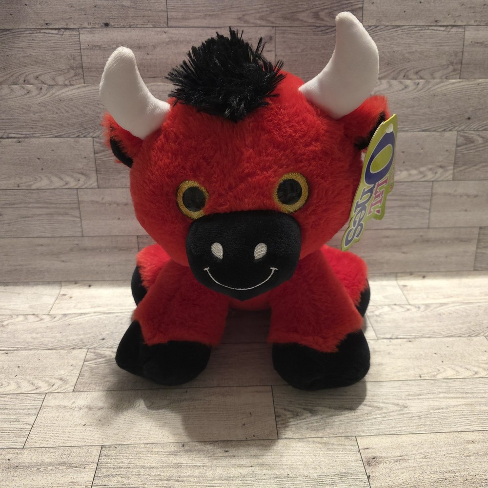Toy Factory Lil’ Ones Romeo Bull Red Black White Plush Toy *Missing Rose*