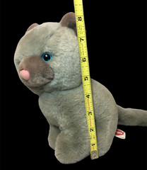 Vintage Etone Gray Cat Plush 1985 Stuffed Kitty Animal Toy Blue Eyes 8″