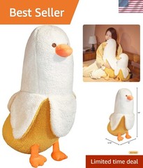 Banana Duck Plush Toy Cute Plushie Hugging Plush Pillow Duck Stuffed Animal f…