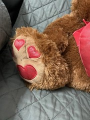 Teddy Bear Stuffed 17″ Brown with Heart XOXO Heart on Feet Pre-owned