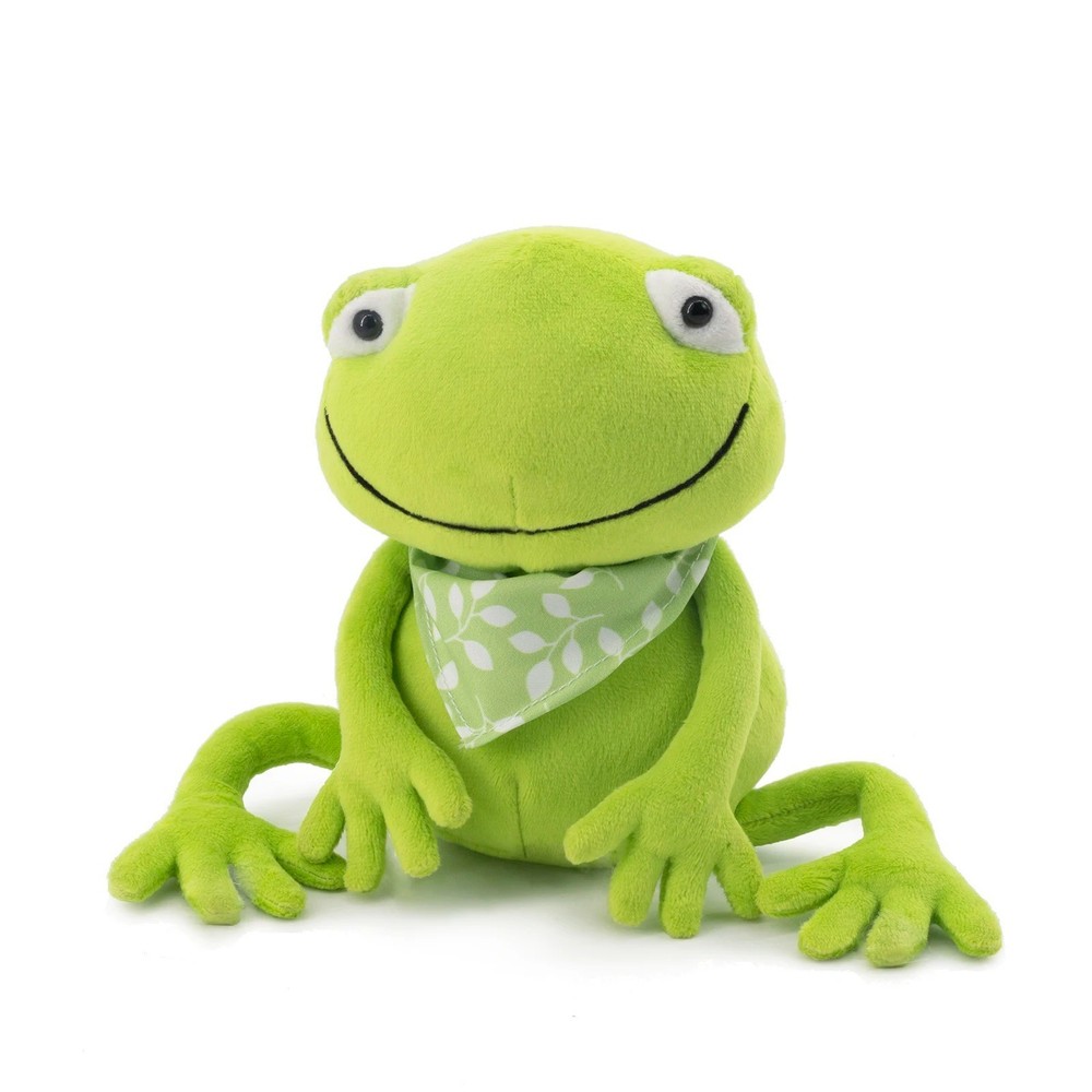 Kawaii Green Frog Plush Doll 23cm Soft Stuffed Animal Toy with Scarf Lovely Cart