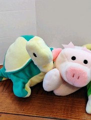 Ty Pillow Pals Lot of 3 Frog, Pig & Turtle 14″ Plush Stuffed Animal Toy 1994-96