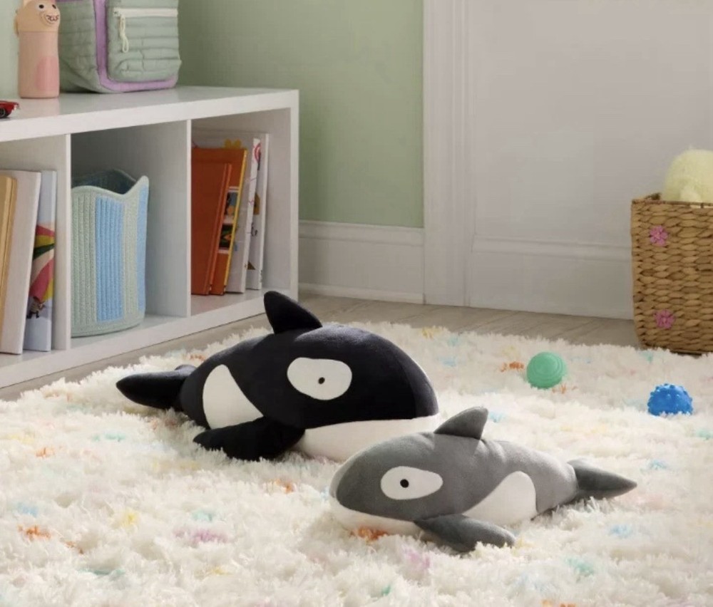 Orca Whale & Baby Weighted Plush Black/White Rare – Pillowfort™ Sensory