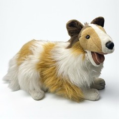 Realistic Collie Sheltie Dog Plush Fao Schwarz Lassie Fluffy Brown White VTG 16”