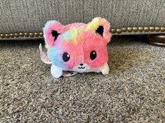 TeeTurtle Reversible Rainbow Cat Plushie Happy/Angry Brand New