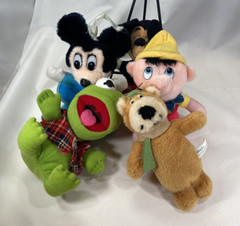 Plush Animals YOGI Minnie MICKEY Pinocchio KERMIT MIXED COMBO Lot of 5